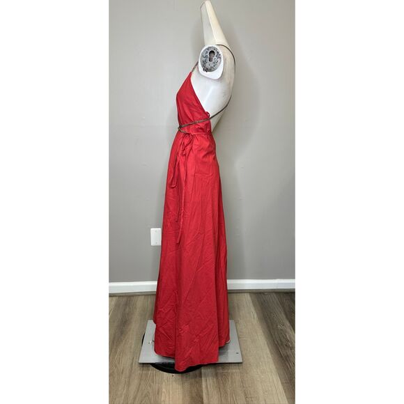 BRUNELLO CUCINELLI Poplin Maxi Dress With Monili Strap Detail In Red XS $4295 - Picture 8 of 13